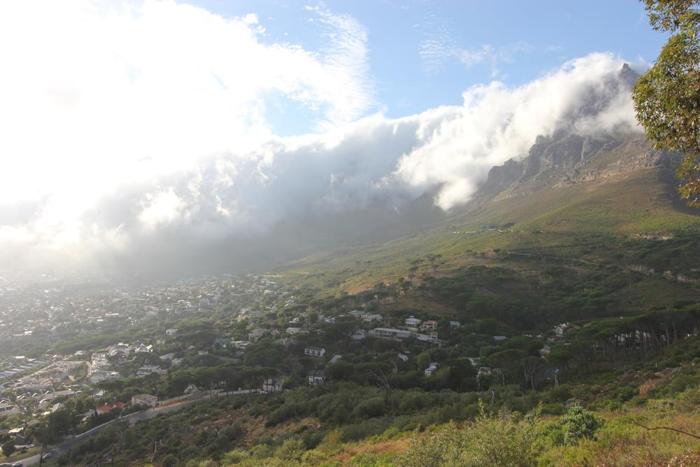 Looking up at Table Mountain